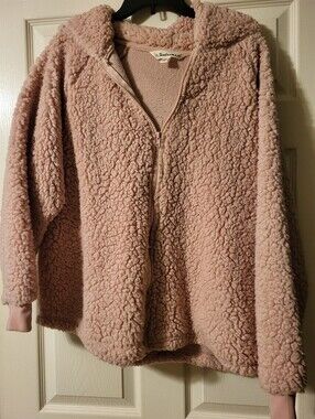 Tantrums Plush Hooded Zip Cardigan - Light Blush